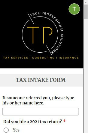 Thumbnail: Jotform Intake Form
