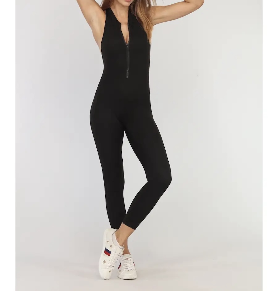 Thumbnail: Mock Neck Matrix Zip-Up Jumpsuit