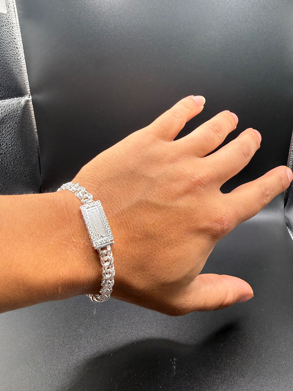 Thumbnail: Chino link bracelet Greek lock 7” 6mm .925