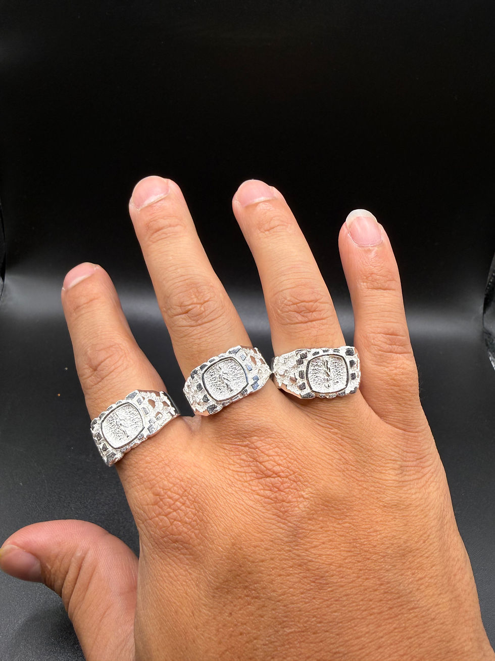 Thumbnail: San Judas Silver Nugget Ring .925
