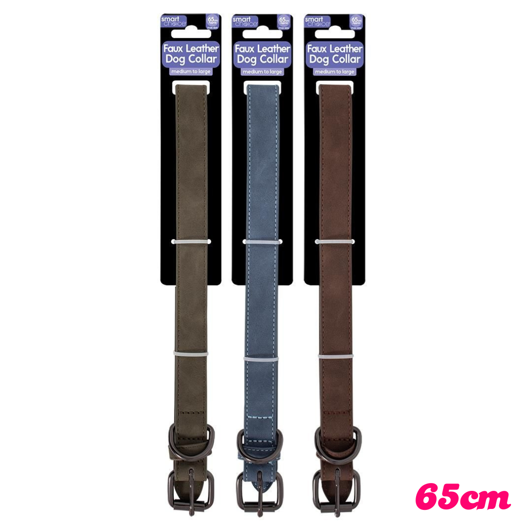 Smart Choice Faux Leather Dog Collar Medium/Large Dogs 2.5x65cm