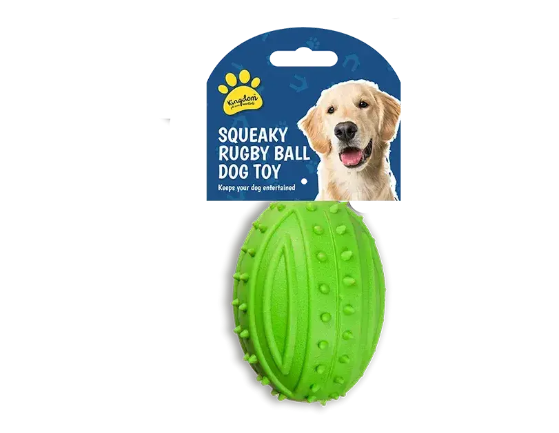 Rubber Squeaky Rugby Ball Dog Toy