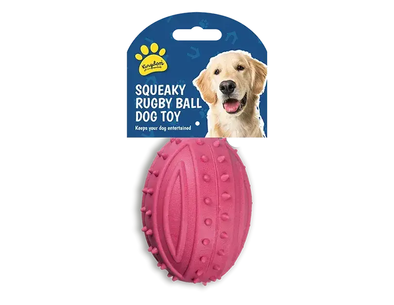 Rubber Squeaky Rugby Ball Dog Toy