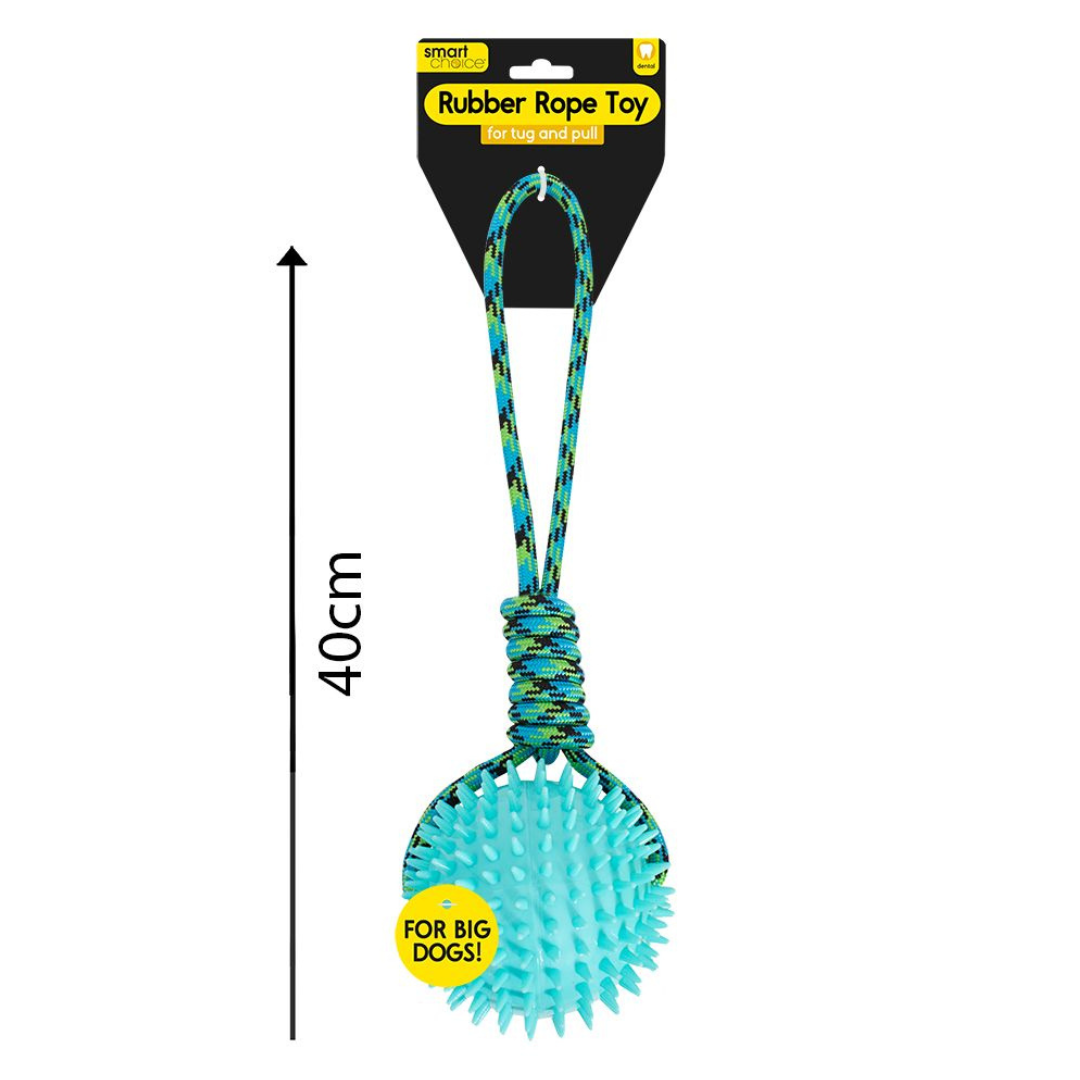 Smart Choice Large Rubber Ball & Rope Dog Toy
