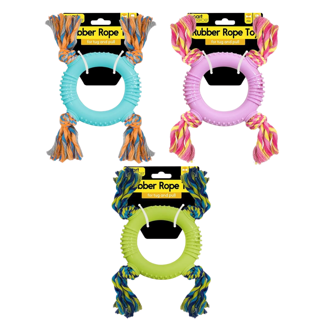 Smart Choice Rubber Ring & Rope Dog Toy