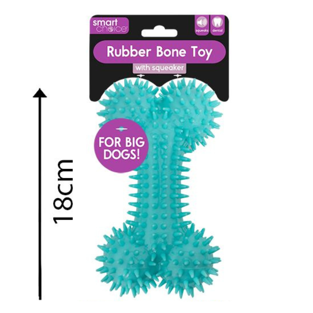 Smart Choice Large Squeaky Rubber Spikey Bone Dog Toy
