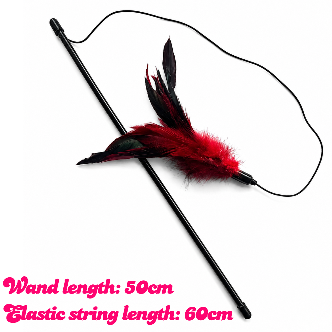World of Pets Feather Teaser Cat Toy – Interactive Feather Wand Cat Teaser