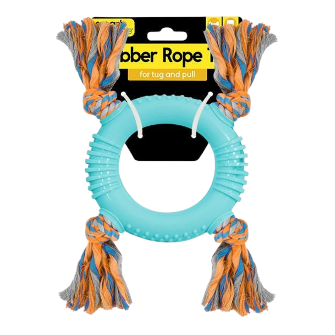 Smart Choice Rubber Ring & Rope Dog Toy