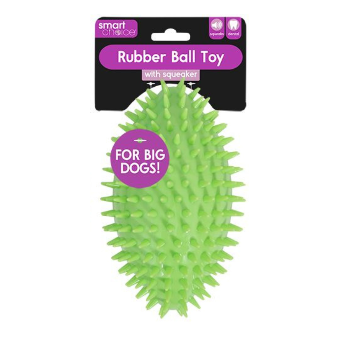 Smart Choice Large Squeaky Rubber Spikey Ball Dog Toy