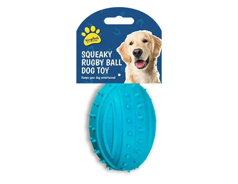 Rubber Squeaky Rugby Ball Dog Toy