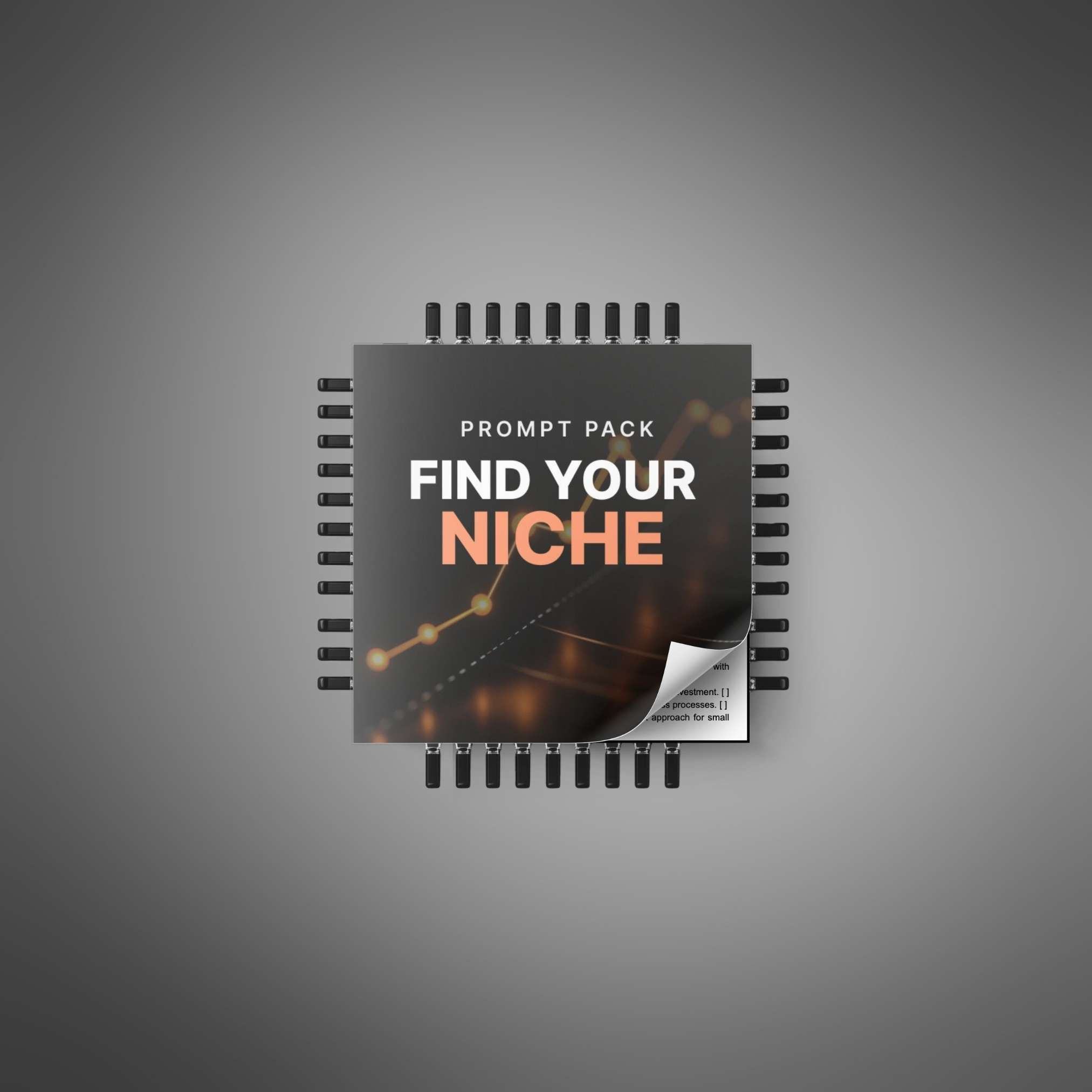 Find Your Niche AI Prompt Pack product cover with digital toolkit mockup and bold text