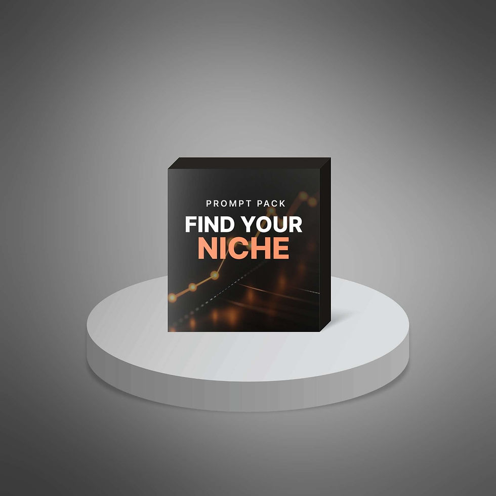Thumbnail: Find Your Niche AI Prompt Pack bundle with eBook and worksheet graphics