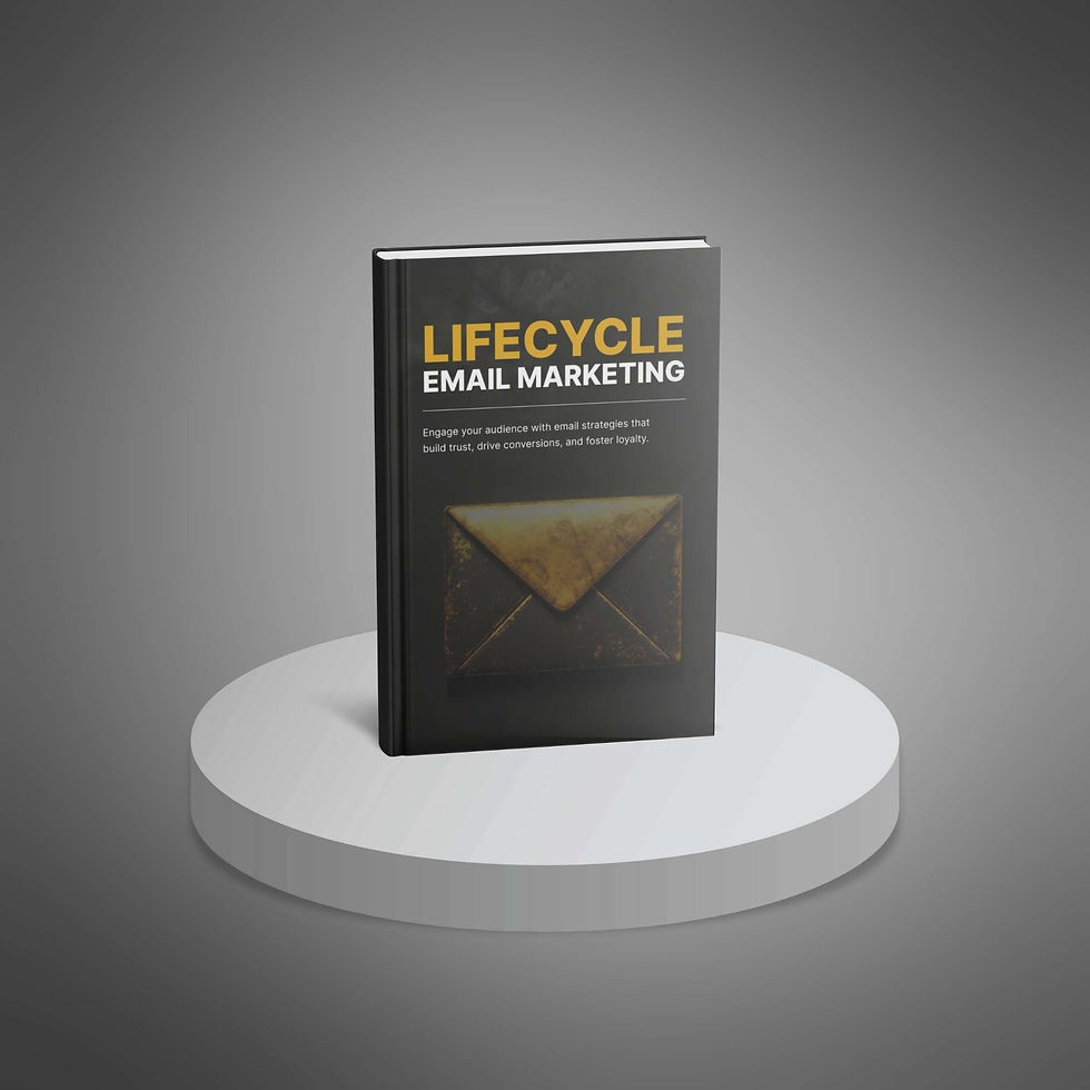 Thumbnail: Lifecycle Email Marketing eBook standing upright on white display surface.