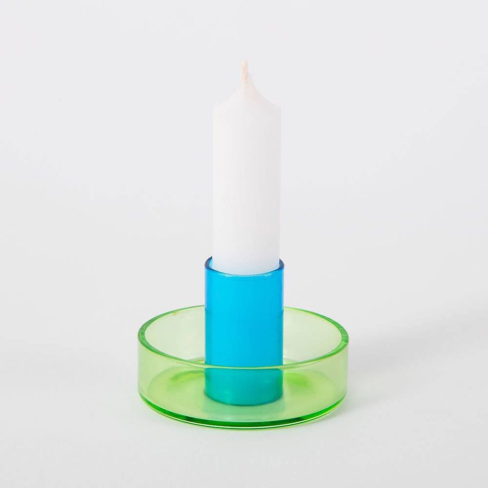 Block Design - Duo Tone Glass Candle Holder