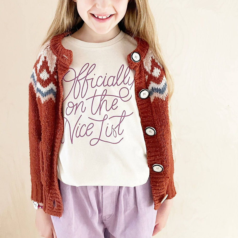 Thumbnail: Officially On the Nice List - Kid's T-Shirt - Natural Fleck