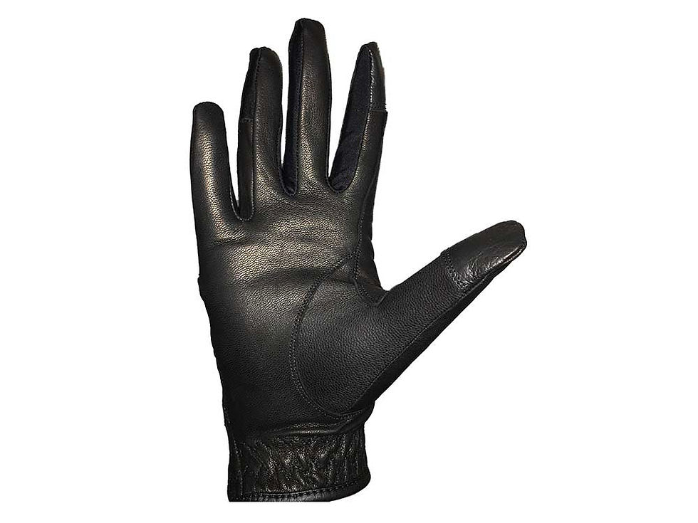 Thumbnail: ANSA GOAT LEATHER RIDING GLOVES -Black