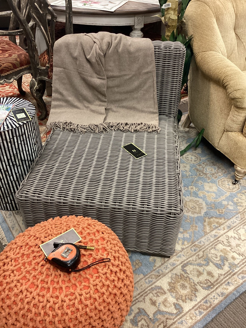 Gray woven out door indoor chair