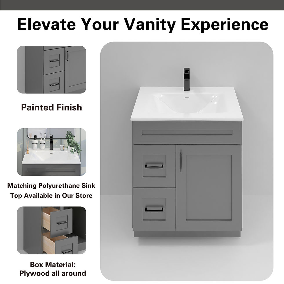 Thumbnail: Grey Shaker Vanity 30" Sink Base with drawers