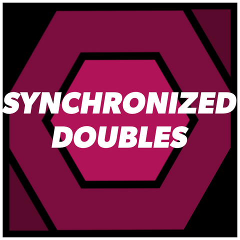 Thumbnail labeled "Synchronized Doubles" in bold font to represent a rhythm and control-based drill.