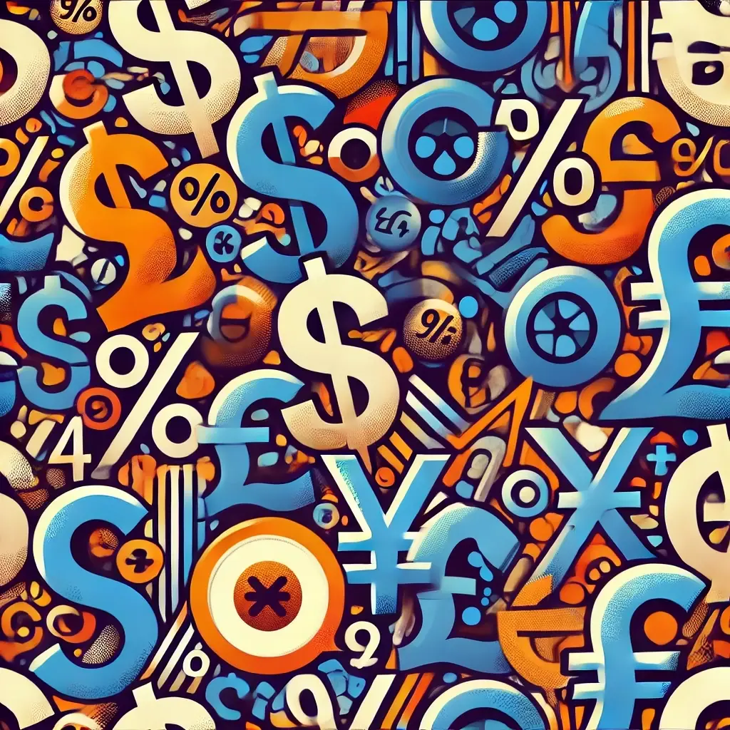 DALL·E 2025-02-27 12.03.09 - A seamless pattern featuring a mix of numbers, percentages, a