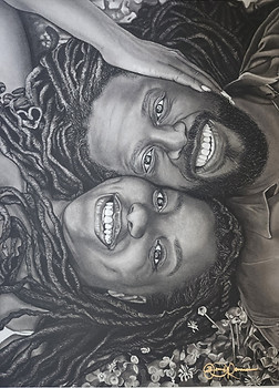 Hyperrealism drawing of a wedding photo. This drawing was drawn of a couple about to get married. This hyperrealistic drawing was a wedding gift. It represents the feelings and emotions of getting married.