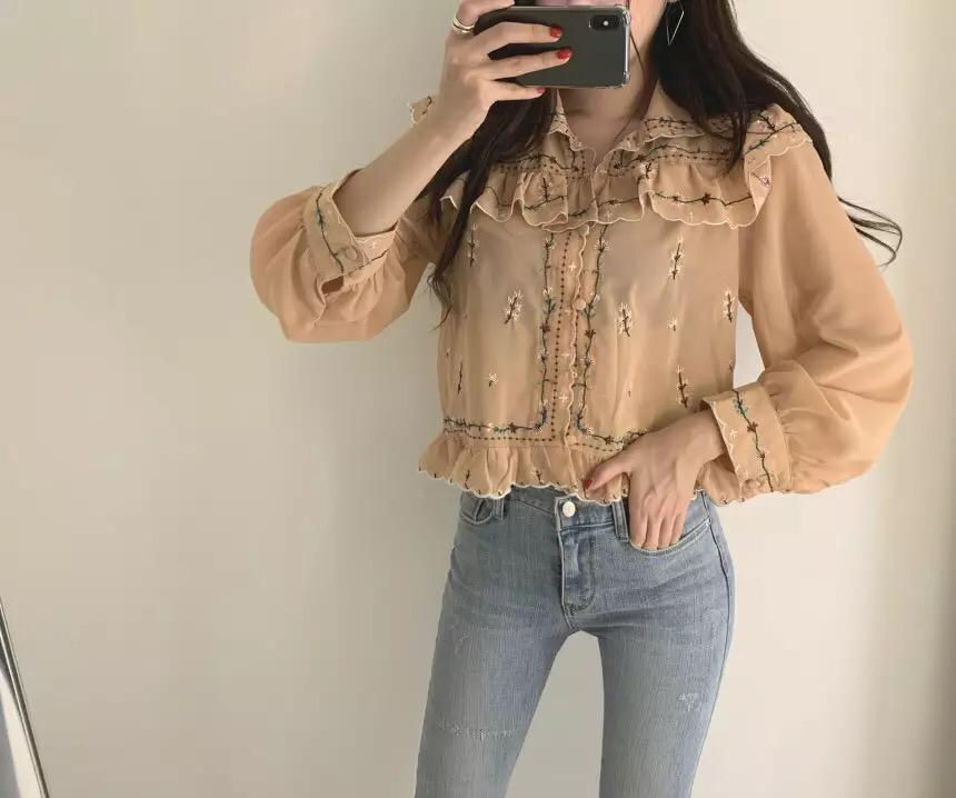 Thumbnail: Flower embroidery chiffon