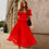 תמונה ממוזערת: Red chiffon pleated dress