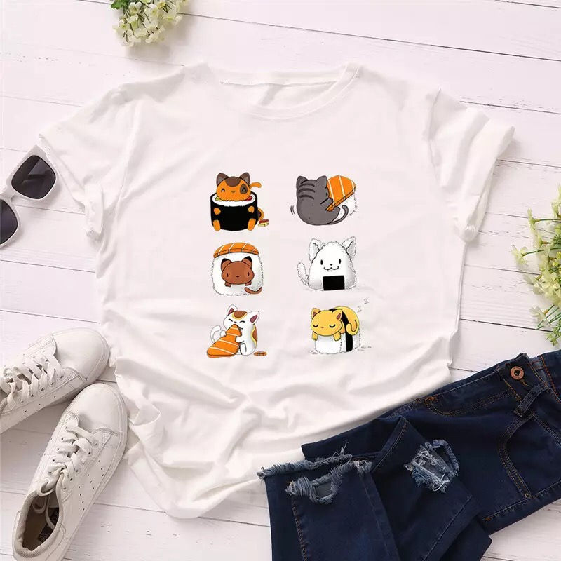 תמונה ממוזערת: Lovely Cat Letter Print T Shirt
