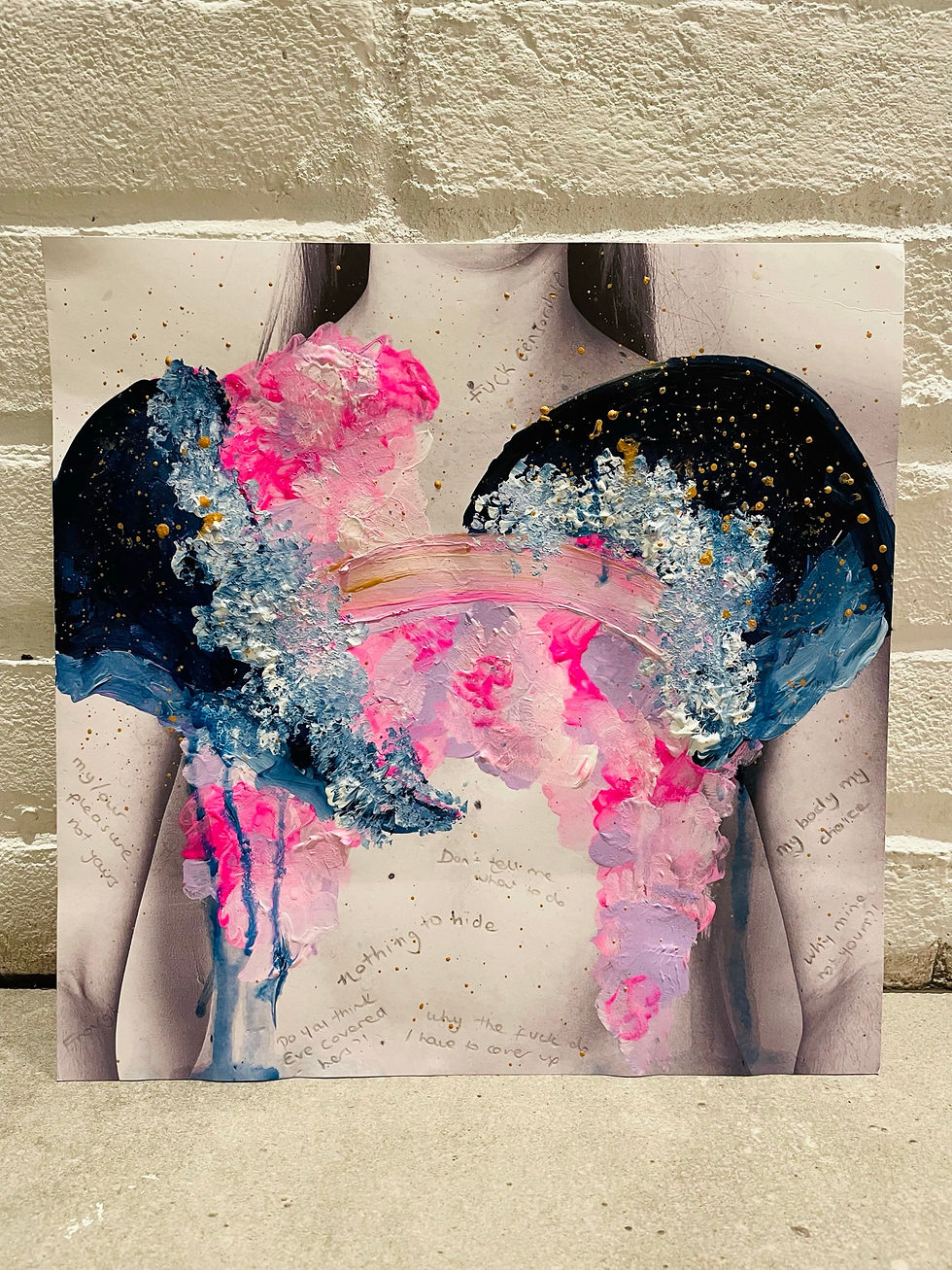 'Build A Rainbow and Get Over It', a piece created by Dolly Daydream Art for Holly Inks' exhibition, 'Censor Me, I Dare You'