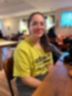 Artist, Stephanie Tripolitaki, pictured at a coffee shop in Twickenham during her interview with Britain Uncovered