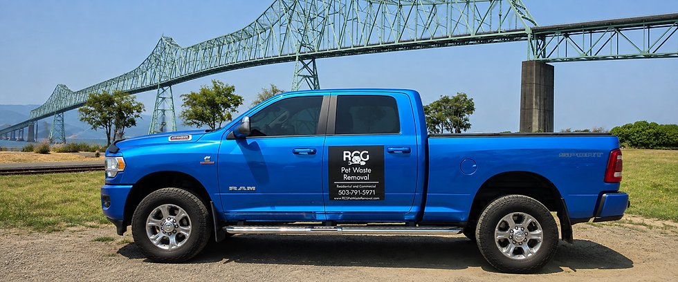 RCG Pet Waste Removal service vehicle in Astoria, Oregon