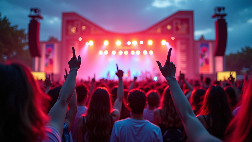 Eye-level view of a vibrant music festival branding poster
