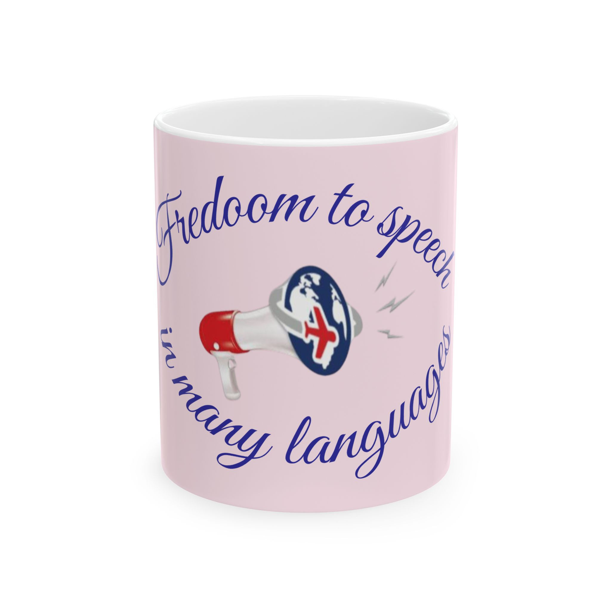 Freedom to speech in many languages Light Pink Ceramic Mug, (11oz, 15oz)