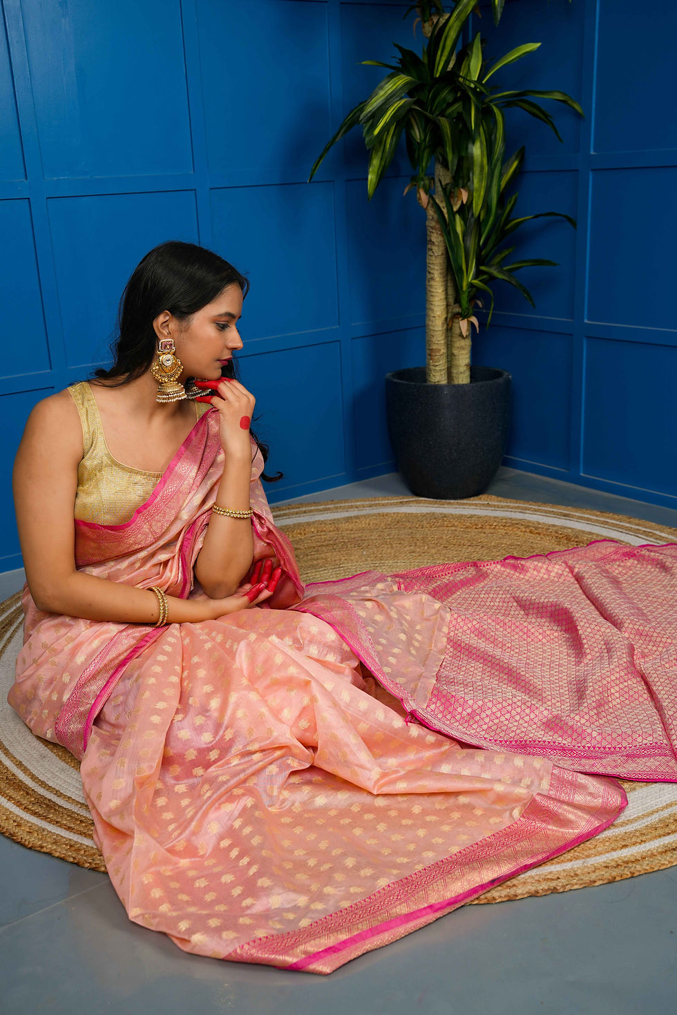 Thumbnail: Pink Cotton Silk Banarasi Saree
