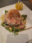 Shrimp over Crab Cake with Mustard cream sauce