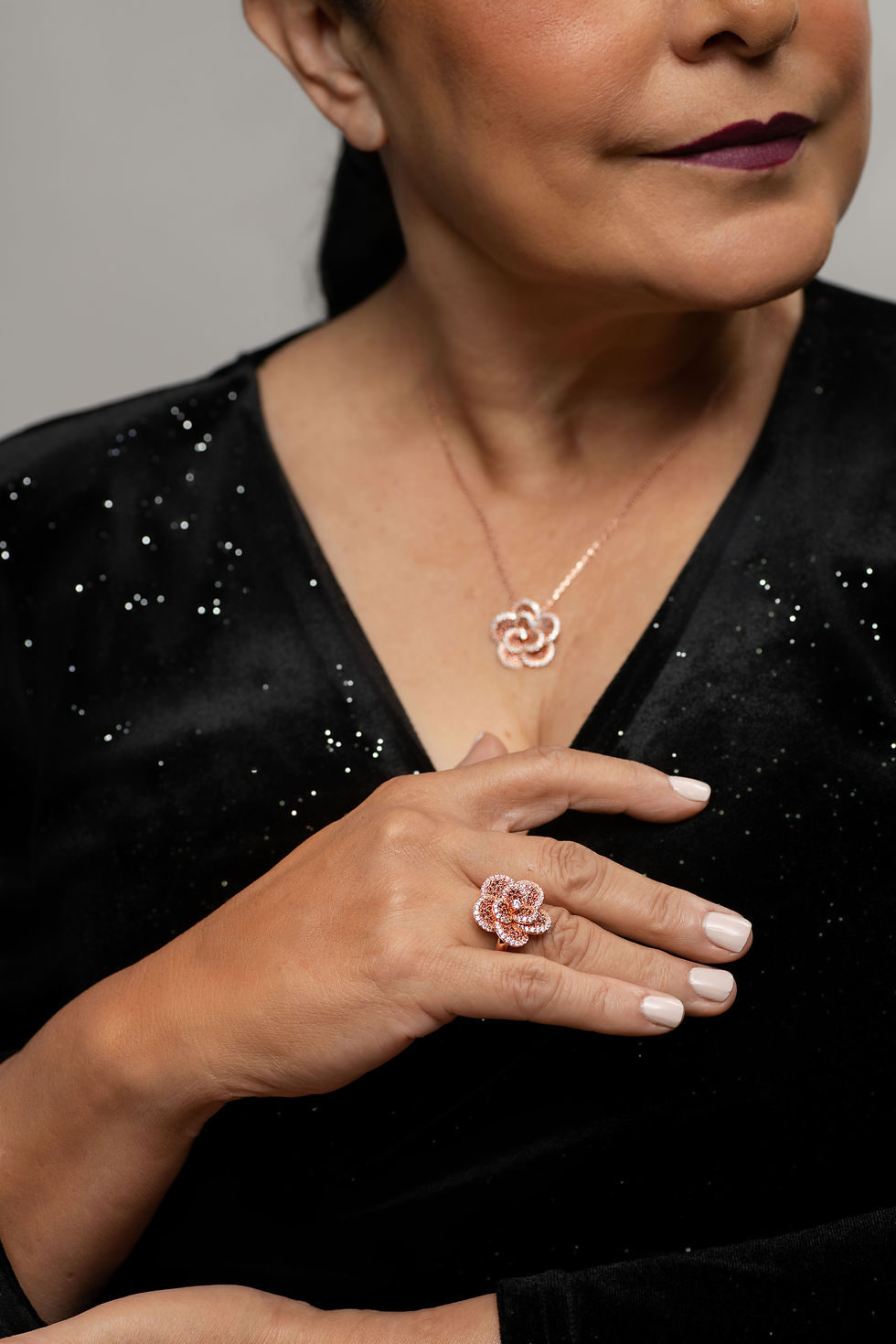Miniatura: Collar Elida de plata 925 con chapa de oro rosa