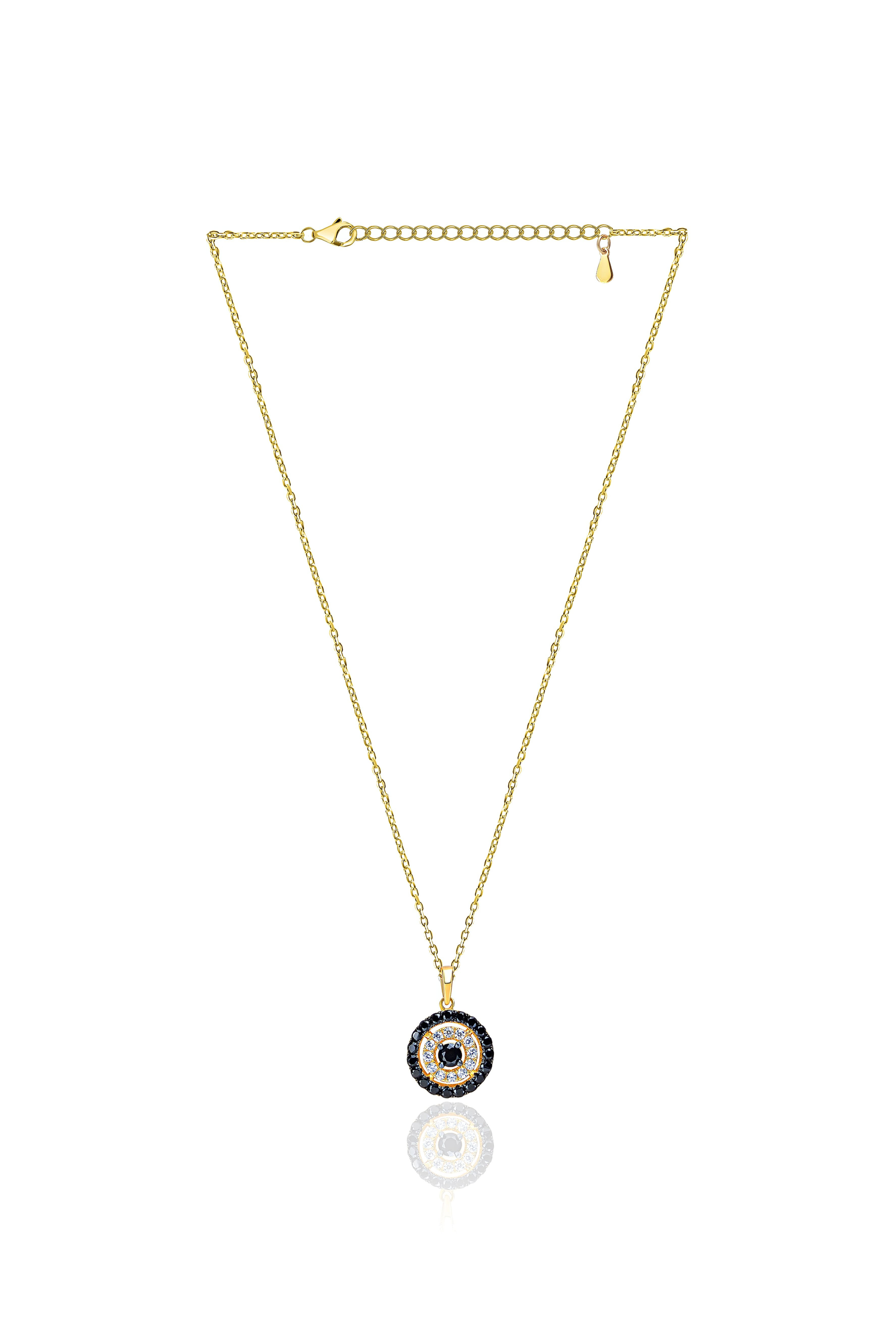 Collar Rishen de plata 925 con chapa de oro amarillo e imitación de diamante