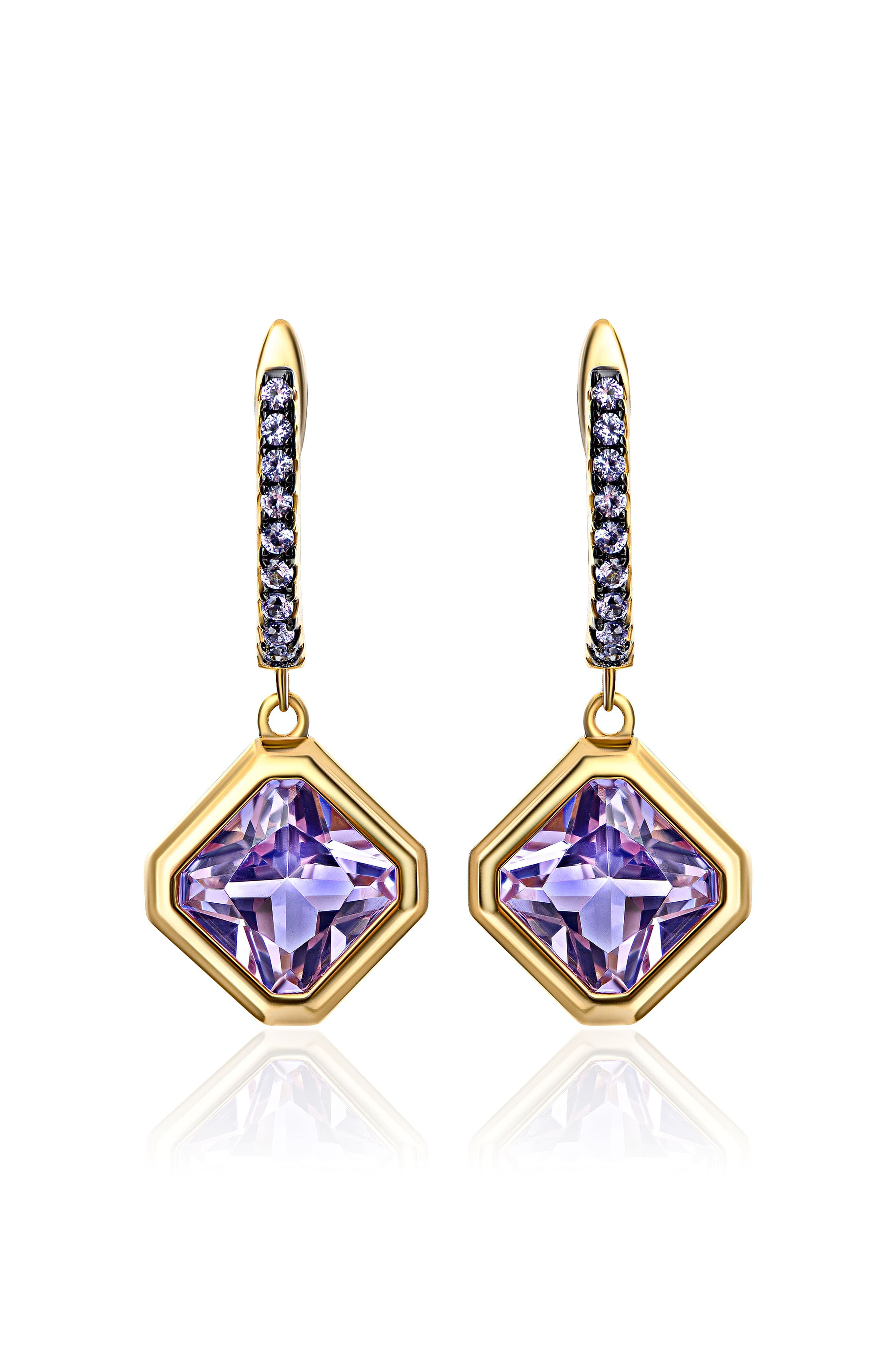 Aretes Vaenga de plata 925 con chapa de oro y amatistas