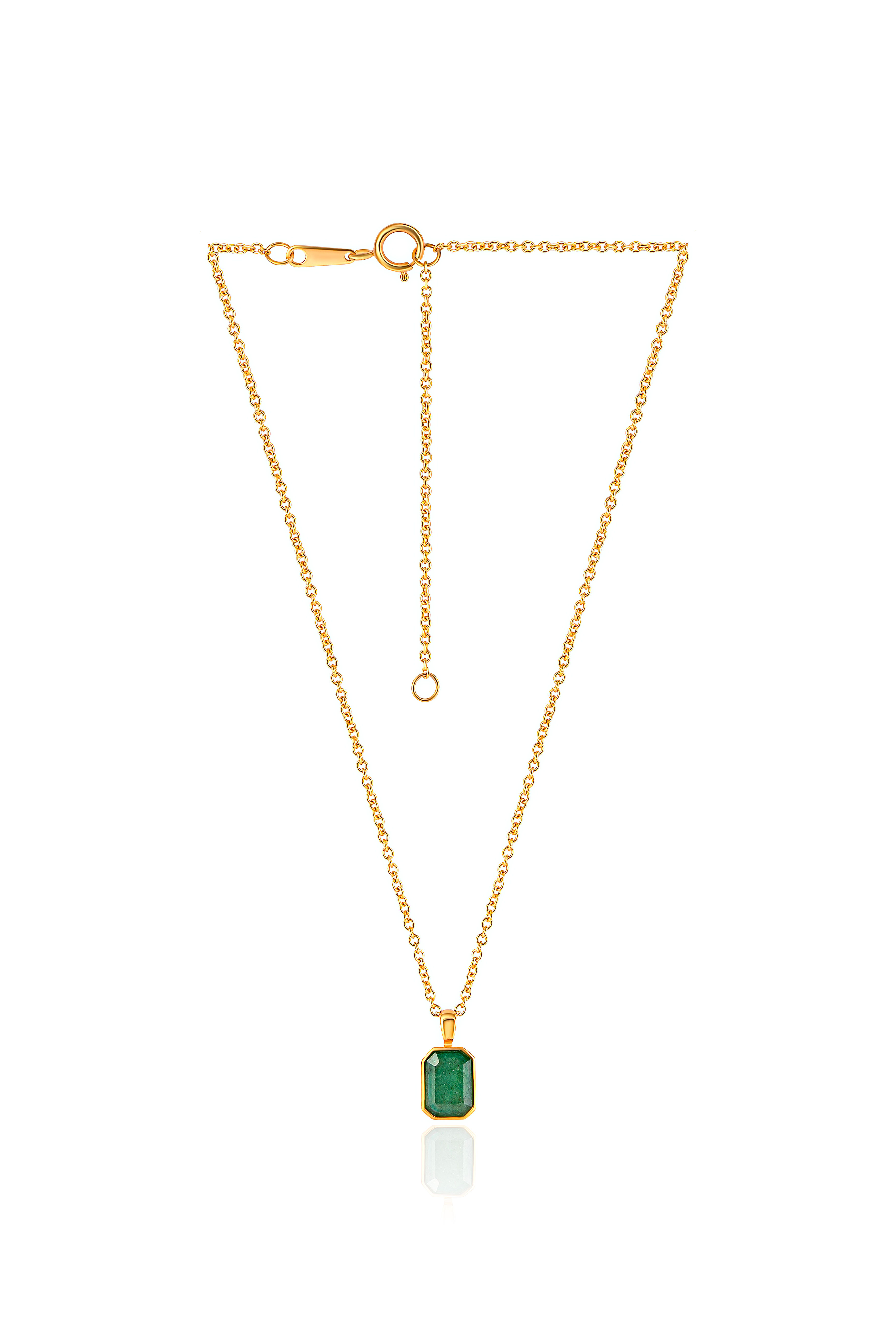 Collar con dije vertical con esmeralda oro amarillo 14k