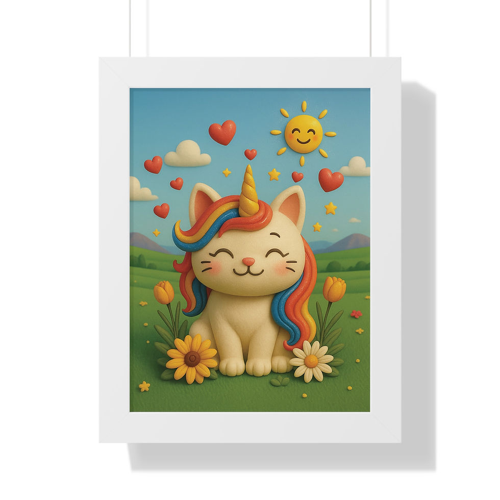 Thumbnail: Caticorns Galore CLAYMATION Wall Art – 3D Whimsical Caticorn Print 