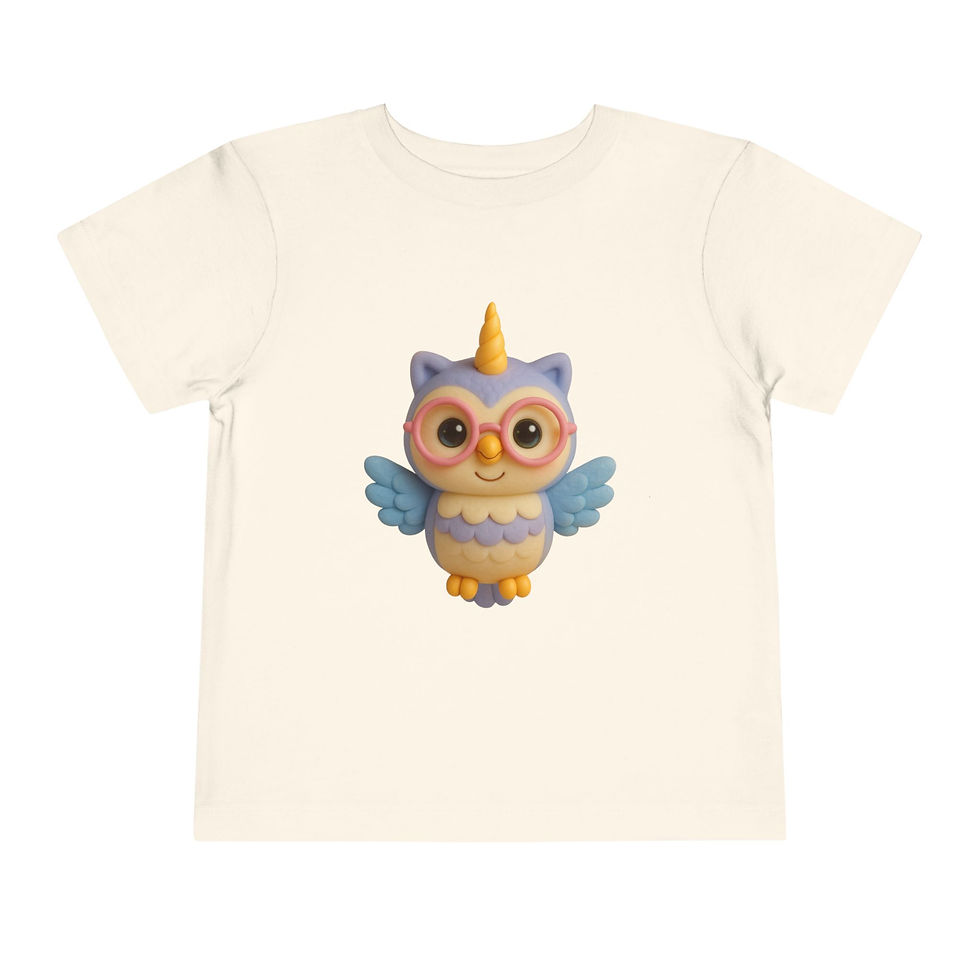Thumbnail: Toddler Tee - Caticorns Galore Character "WHIMSY THE WISE OWL"