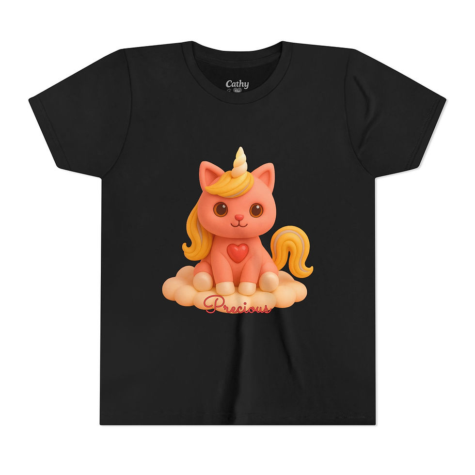 Thumbnail: "PRECIOUS" Sing-Along Crew Tee – Caticorns Galore Shirt with Message on Back