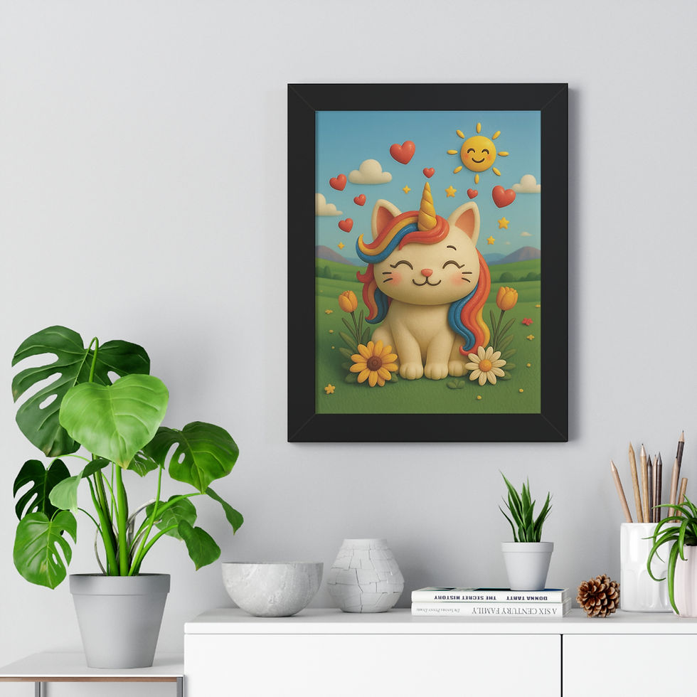 Thumbnail: Caticorns Galore CLAYMATION Wall Art – 3D Whimsical Caticorn Print 