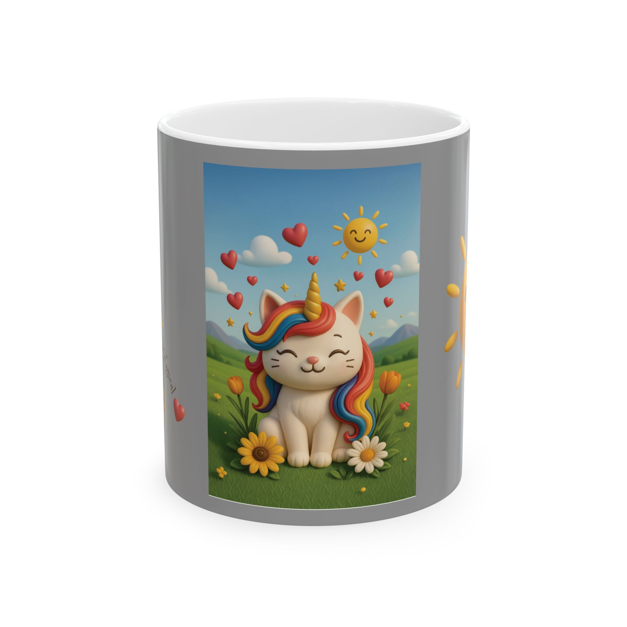 Ceramic Mug - Caticorns Galore: Cover Caticorn with Full Background Scene 