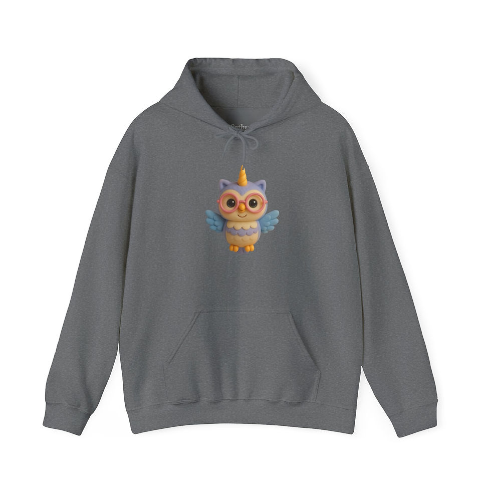 Thumbnail: Caticorns Galore Series Character "Whimsy the Wise Owl" Hoodie 