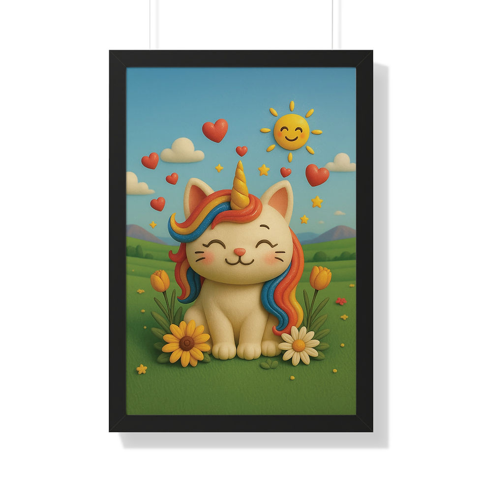 Thumbnail: Caticorns Galore CLAYMATION Wall Art – 3D Whimsical Caticorn Print 