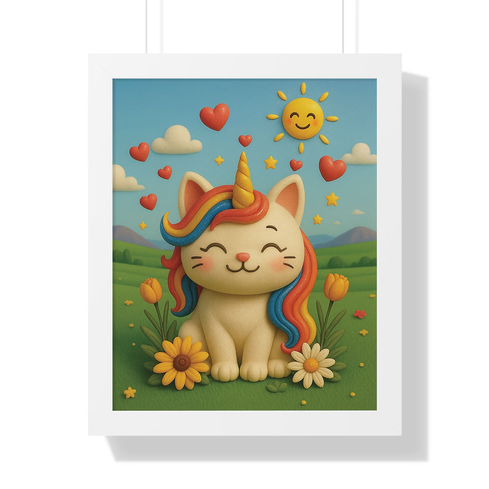 Thumbnail: Caticorns Galore CLAYMATION Wall Art – 3D Whimsical Caticorn Print 