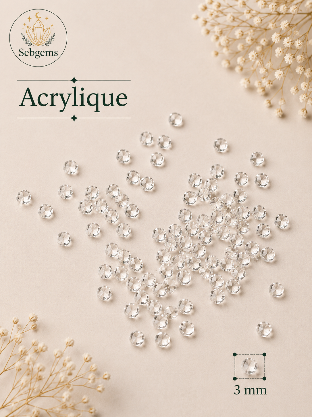 Perles Acrylique - Transparente - 3mm
