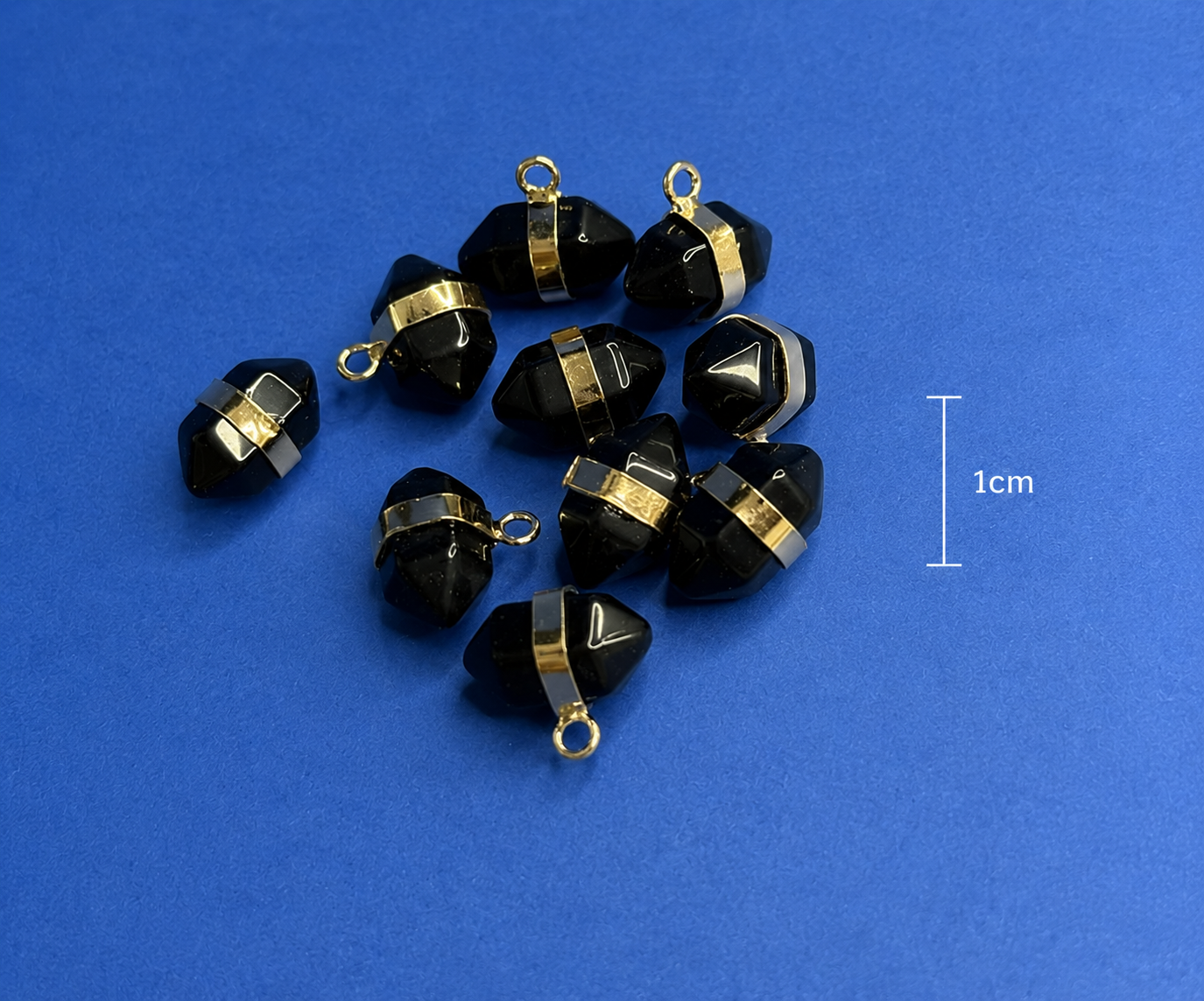 Perles - Obsidienne noire - Doré