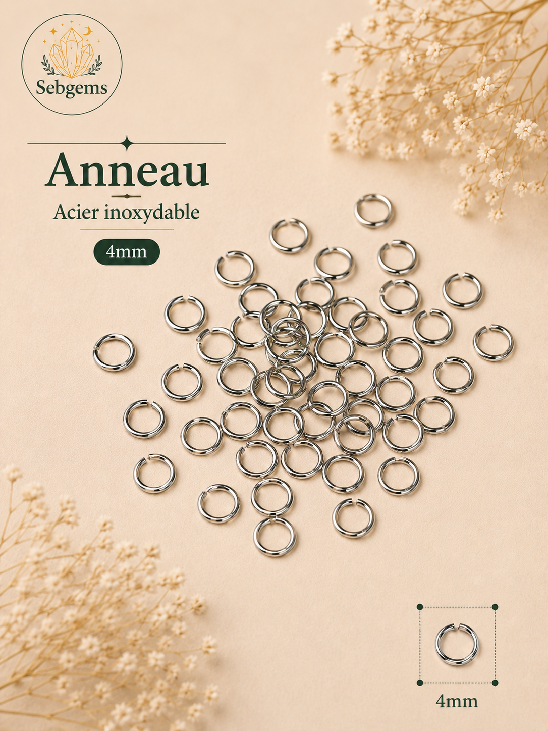 Anneau Acier inoxydable - Argenté - 4mm